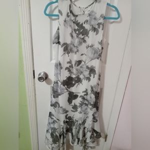 Calvin Klein, White, Gray, and White Dress